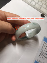 Load image into Gallery viewer, 53mm certified 100% natural Type A light green white with green floating flowers thin jadeite bangle PF56-5636
