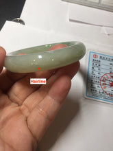 Load image into Gallery viewer, 51mm Certified 100% Natural icy waery light green/yellow/gray nephrite jade bangle HN37-3595
