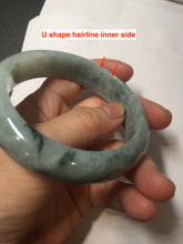 Load image into Gallery viewer, 58mm certified Type A 100% Natural light green gray chubby Jadeite Jade bangle BS115-6636
