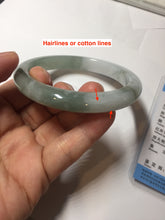Load image into Gallery viewer, 57.5mm certified 100% natural Type A watermelon-rind green white Cool White Base with Misty Green Patches jadeite bangle PE18-2116
