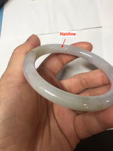 Load image into Gallery viewer, 58.5mm certified Type A 100% Natural white yellow green gray light purple with brown red flying dandelions slim round cut Jadeite Jade bangle PE118-3721
