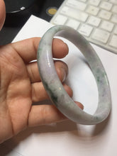 Load image into Gallery viewer, 78.5mm certified Type A 100% Natural light green sunny green purple white plus size flat style Jadeite Jade bangle J131-2213

