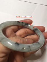 Load image into Gallery viewer, 56mm certificate 100% natural Type A white dark green ink painting (水墨) round cut jadeite jade bangle PC157-3144
