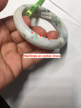 Load image into Gallery viewer, 55.2mm Certified Type A 100% Natural light green/purple/brown with green floating flowers Jadeite Jade bangle F86-6199
