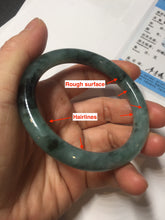 Load image into Gallery viewer, 55mm Certified Type A 100% Natural dark green/gray round cut Jadeite bangle PA227-2426
