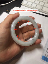 Load image into Gallery viewer, 53.5mm Certified Type A 100% Natural light green white round cut Jadeite bangle PF60-0516
