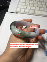 Load image into Gallery viewer, 55.2mm certified 100% natural Type A watermelon-rind green light purple Base jadeite bangle PA184-4754
