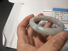 Load image into Gallery viewer, 46mm Certified Type A 100% Natural icy watery light green white clear Jadeite Jade bangle BS88-6685
