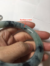 Load image into Gallery viewer, 58.3mm Certified Type A 100% Natural light green with flying dark green flowers chubby round cut Jadeite bangle PE20-5954
