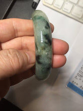 Load image into Gallery viewer, 58mm certified Type A 100% Natural light green gray chubby Jadeite Jade bangle BS117-6632
