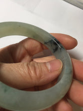 Load image into Gallery viewer, 55.2mm certified type A 100% Natural icy watery light green with dark green flowers jadeite jade bangle PH58-1057
