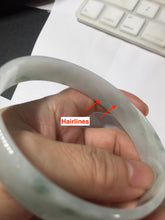 Load image into Gallery viewer, 68.3mm certified 100% natural Type A ligit green white with green floating flowers thin jadeite jade bangle AZ173-1027
