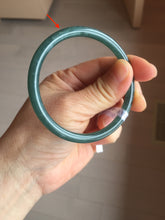 Load image into Gallery viewer, 56.3mm Certified Type A 100% Natural dark green/blue/gray with Guatemala slim round cut Jadeite bangle PH14-2352
