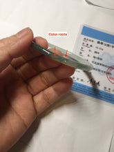 Load image into Gallery viewer, Sold !55.3mm Certified type A 100% Natural icy watery dark green white half mountain half water two-tone(半山半水) slim round cut Jadeite bangle BG218-8579
