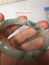 Load image into Gallery viewer, 51mm Certified Type A 100% Natural icy watery light green with green floating flowers thin Jadeite Jade bangle PJ56-1886
