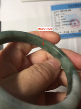 Load image into Gallery viewer, 57.6mm Certified type A 100% Natural oily dark greenwhite gray black watermelon rind  (瓜油青)  Jadeite bangle AZ187-1630
