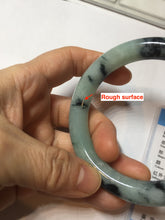 Load image into Gallery viewer, 58.8mm certified 100% natural type A dark green white with green floating flowers jadeite bangle PH77-5859
