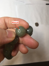 Load image into Gallery viewer, 100% Natural 13.8x12.5mm dark green/gray/brown vintage style nephrite Jade bead bracelet HF76
