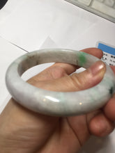 Load image into Gallery viewer, 61.5mm Type A 100% Natural sunny green/light white/purple chubby Jadeite Jade bangle with defects PJ59-1253

