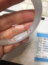 Load image into Gallery viewer, 58.5mm certified Type A 100% Natural white yellow green gray light purple with brown red flying dandelions slim round cut Jadeite Jade bangle PE118-3721
