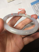 Load image into Gallery viewer, 58mm certified Type A 100% Natural white light purple red with brown red flying dandelions slim round cut Jadeite Jade bangle PE119-3719
