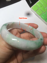 Load image into Gallery viewer, 56.4 mm certificated Type A 100% Natural sunny green/white/purple Jadeite Jade bangle S59-4130
