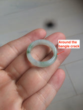 Load image into Gallery viewer, 100% natural type A watery green/white/yellow/dark green/gray big defect jadeite jade band ring AY1 (Added-on items, not sale individually.)
