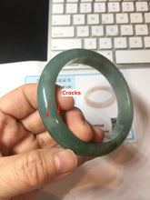 Load image into Gallery viewer, 56.8mm Certified 100% natural Type A oily dark green/ gray (老油青) jadeite jade bangle PB286-0548
