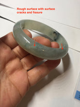 Load image into Gallery viewer, 55.5mm certified type A 100% Natural icy watery light green with dark green flowers jadeite jade bangle PH59-1059
