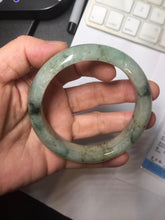 Load image into Gallery viewer, 58mm certified Type A 100% Natural light green gray chubby Jadeite Jade bangle BS117-6632

