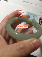Load image into Gallery viewer, 51mm Certified 100% Natural icy waery light green/yellow/gray nephrite jade bangle HN37-3595
