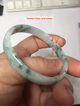 Load image into Gallery viewer, 51mm Certified Type A 100% Natural icy watery light green with green floating flowers thin Jadeite Jade bangle PJ56-1886

