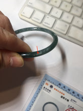 Load image into Gallery viewer, 55.4mm Certified Type A 100% Natural dark green/blue/gray Guatemala slim round cut Jadeite bangle PH8-2351
