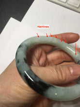 Load image into Gallery viewer, 57.8mm certified 100% natural type A dark green white with green floating flowers jadeite bangle PH147-5857
