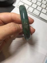 Load image into Gallery viewer, 57.2mm Certified type A 100% Natural oily dark green (老油青) blue gray black Mountains Afar in Blue-Green Haze(远山如黛)Jadeite bangle PC255-0556
