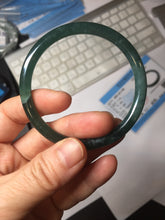 Load image into Gallery viewer, 54mm Certified Type A 100% Natural dark green/blue/gray Guatemala slim round cut Jadeite bangle PC184-0790
