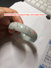 Load image into Gallery viewer, 53mm certified 100% natural Type A light green white with green floating flowers thin jadeite bangle PF56-5636
