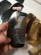 Load image into Gallery viewer, 10x5cm 100% Natural black brown yellow Buffalo Horn half moon Comb with flaws group NJ1
