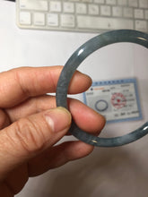 Load image into Gallery viewer, 58.5mm Certified Type A 100% Natural dark green/blue/gray Guatemala slim round cut Jadeite bangle PH7-2347
