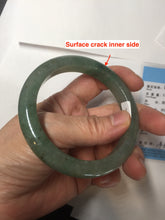 Load image into Gallery viewer, 57.2mm certified Type A 100% Natural icy watery dark green gray Jadeite Jade bangle PC15-0368
