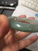 Load image into Gallery viewer, 55.3mm certified type A 100% Natural light green dark green gray(淡油青) black jadeite jade bangle BS152-0491
