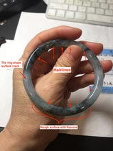 Load image into Gallery viewer, 55.8mm Certified Type A 100% Natural icy watery dark green/purple/gray round cut Jadeite bangle AA131-6925
