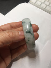 Load image into Gallery viewer, 53mm certified 100% natural Type A light green white with green floating flowers thin jadeite bangle PF56-5636
