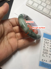 Load image into Gallery viewer, 54.8mm certified 100% natural Type A light purple dark green jadeite jade bangle E141-3921
