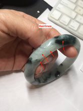 Load image into Gallery viewer, 56.4mm certified 100% natural Type A light green white with green floating flowers jadeite jade bangle BS123-7295
