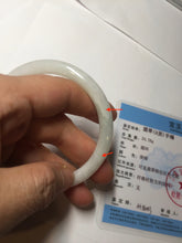 Load image into Gallery viewer, 54.6mm Certified Type A 100% Natural light green white round cut Jadeite Jade bangle AU50-0240
