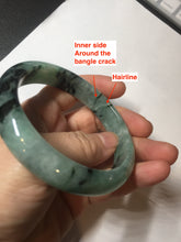 Load image into Gallery viewer, Shopify only! 59mm certified type A 100% Natural icy watery green/black Jadeite Jade bangle BM44-8566
