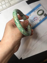 Load image into Gallery viewer, 58mm Certified Type A 100% Natural Sunny Green Brown with Green Floating Flowers round cut Jadeite Jade Bangle PC211-6216 58/11.3/10.6mm
