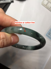 Load image into Gallery viewer, 55.7mm Certified Type A 100% Natural Dark Green Blue Gray Black Slim Moonlit Ink (水墨月色)Round Cut Jadeite Jade Bangle BS146-0748
