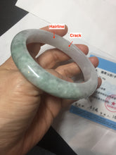 Load image into Gallery viewer, 60.1mm Certified Type A 100% Natural icy watery green/purple chubby Jadeite Jade bangle E145-9530
